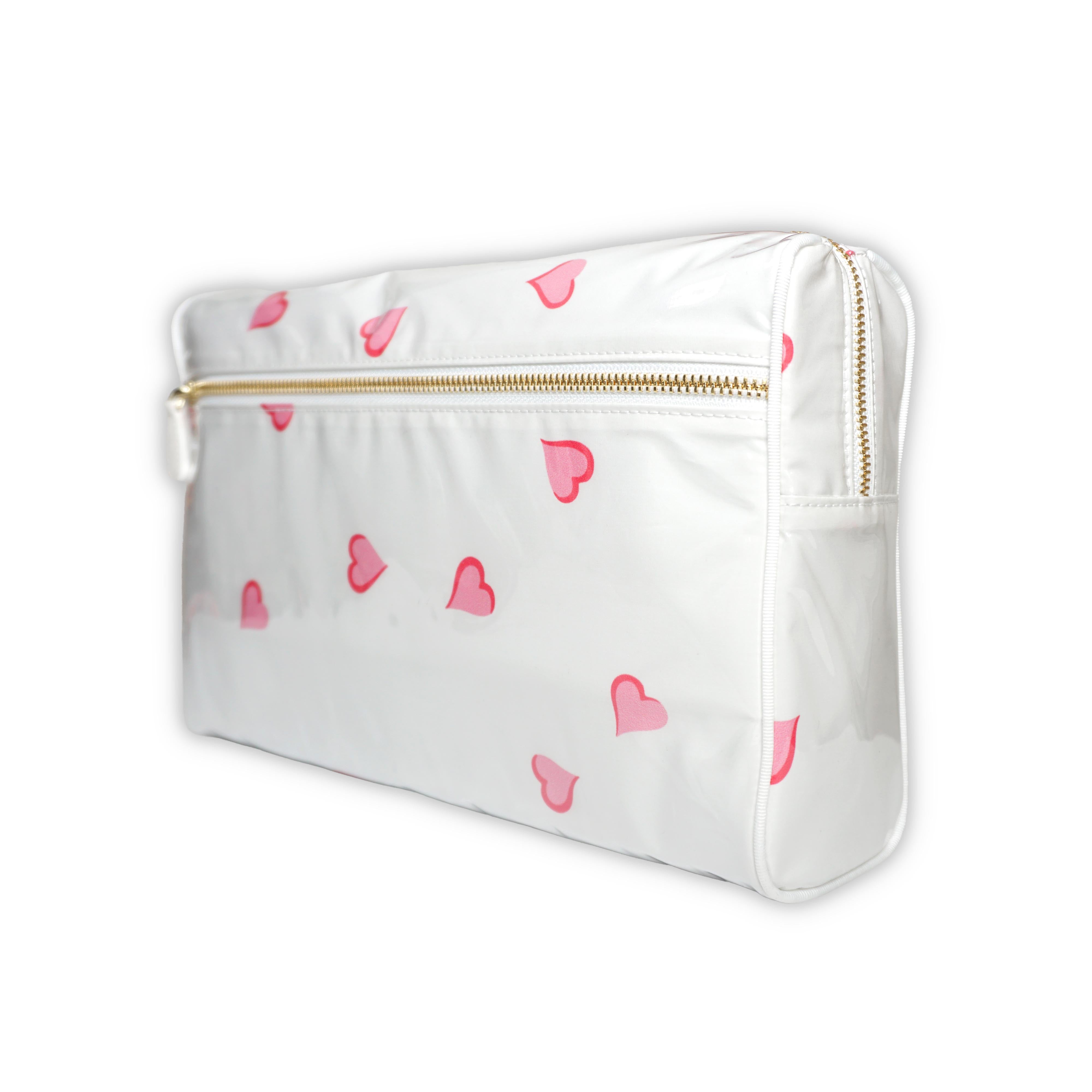 Coeurs Pink Large Vinyl Cosmetic Bags
