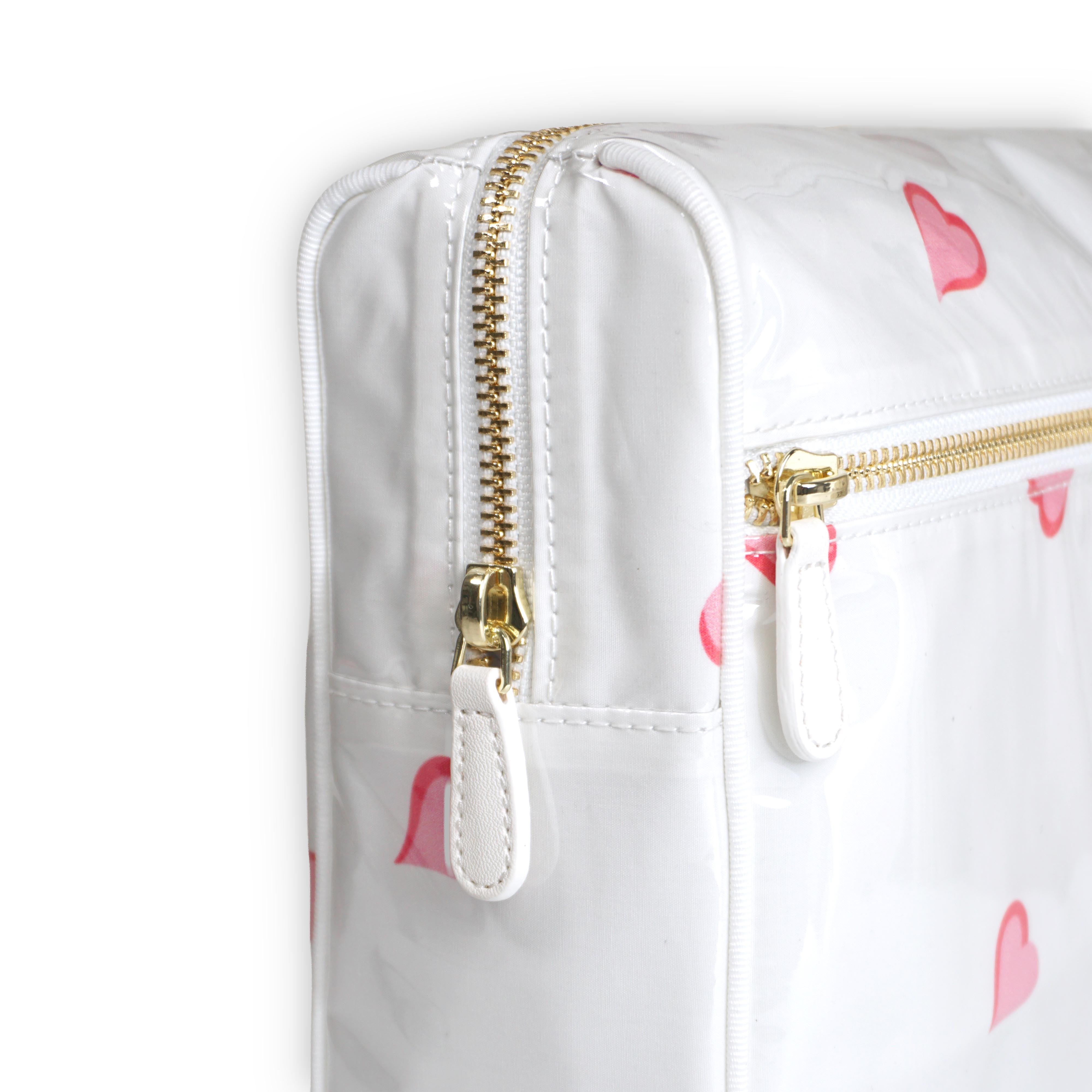 Coeurs Pink Large Vinyl Cosmetic Bags