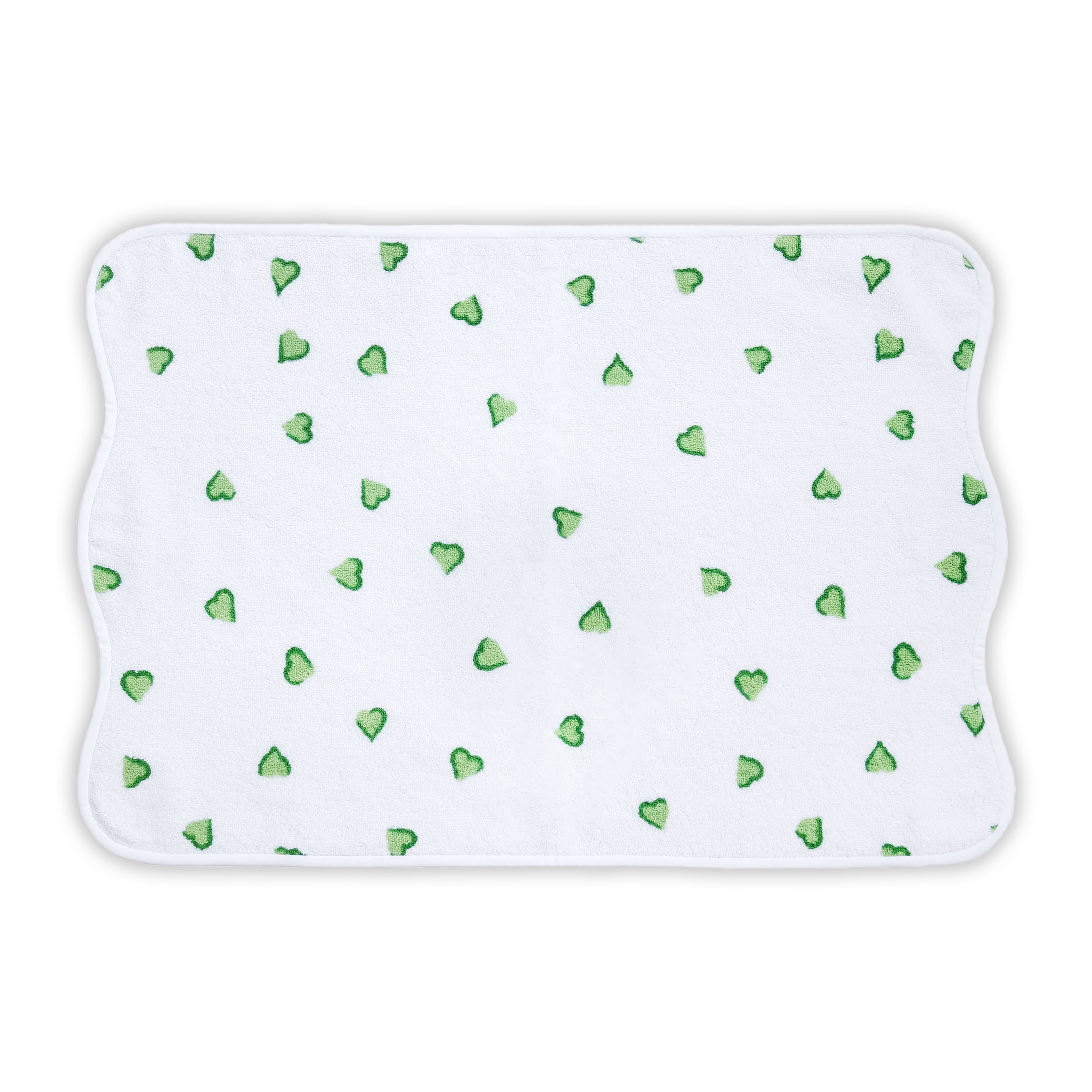 Printed blue hearts, Coeurs print, Hand Towel on a solid white background.