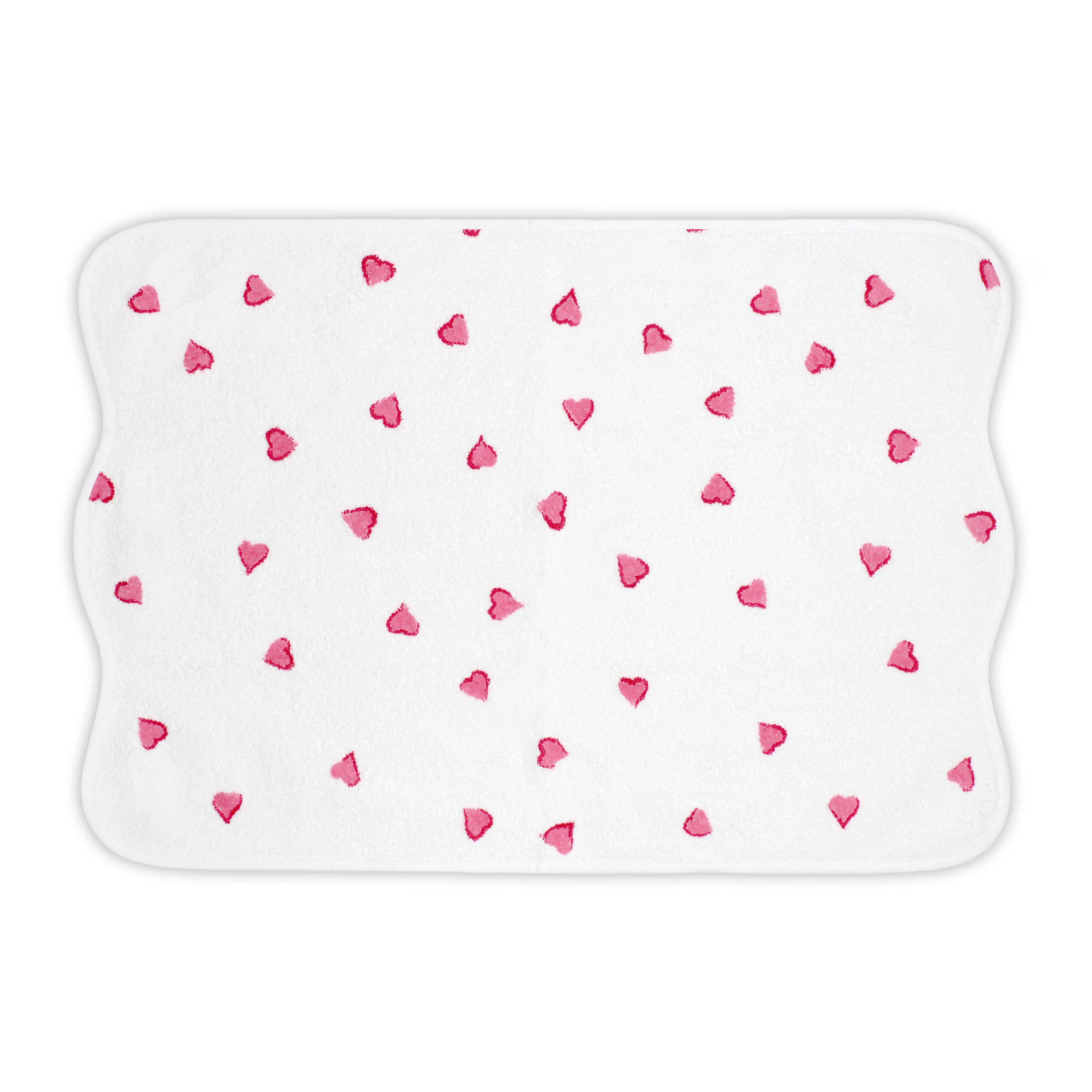 Printed Hearts in Pink Hand Towel on a solid white background.