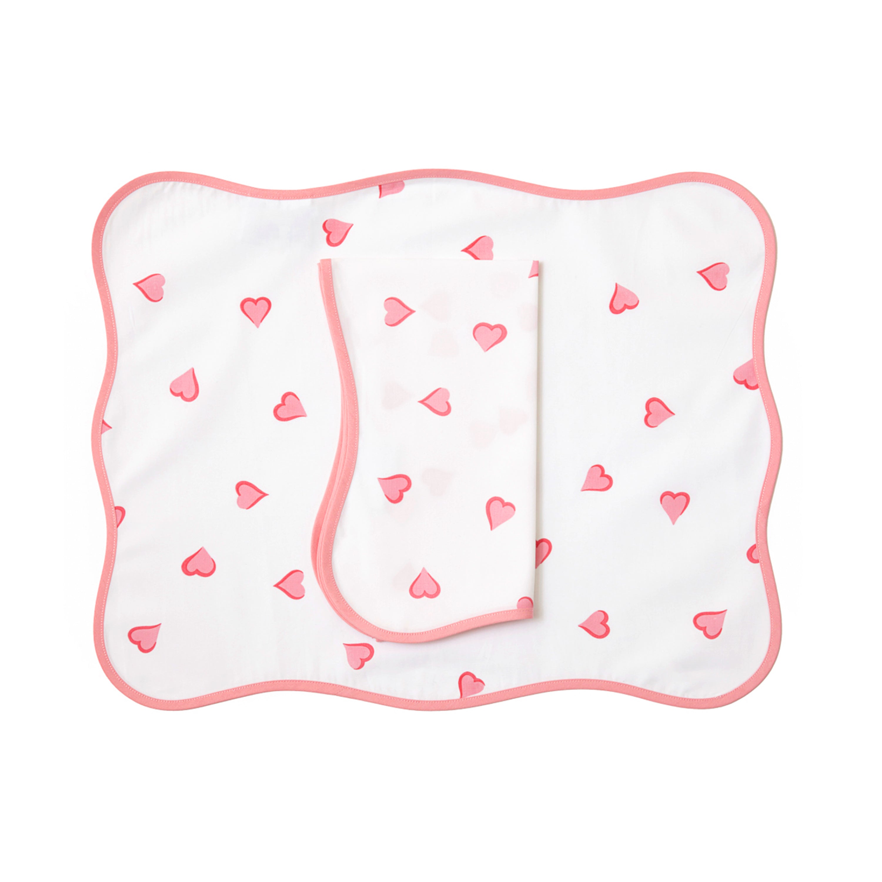 Coeurs Pink Printed Placemat/Napkin Set