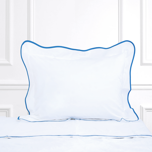 White / Wavy #45 Blue Bed Linens