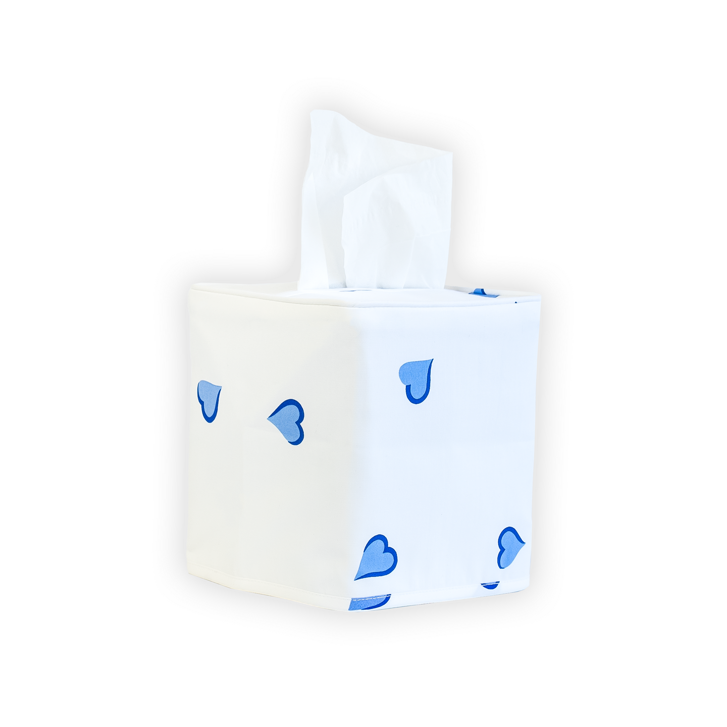 Coeurs Blue Tissue Box Cover