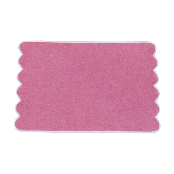 Solid #206 Pink with Scallop White Towels