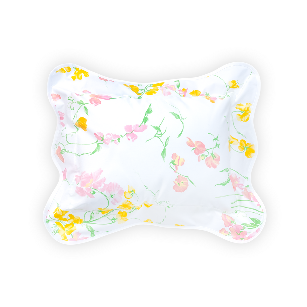 Pois de Senteur Pink/Yellow Wavy Bed Linens