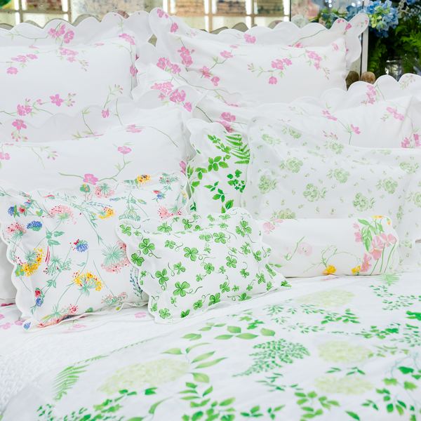 Fleurs de Pêcher Pink/Green Bed Linens