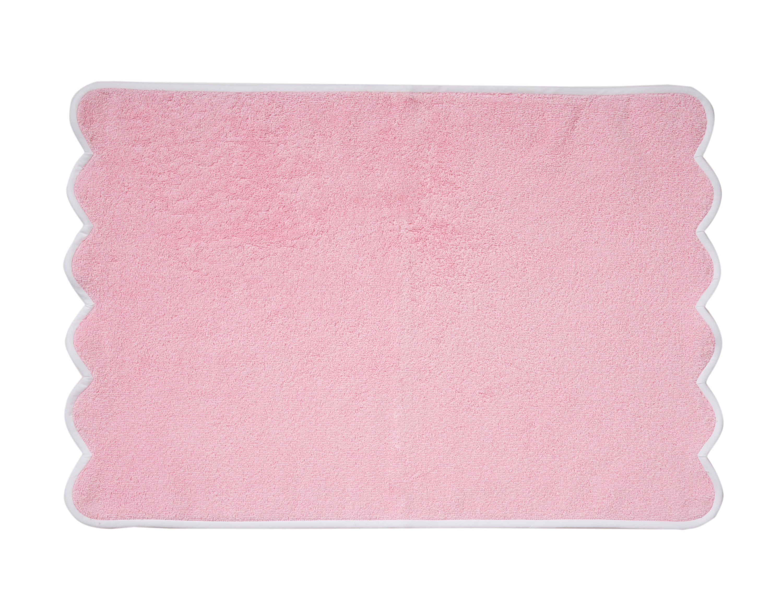 Solid #206 Pink with Scallop White Towels