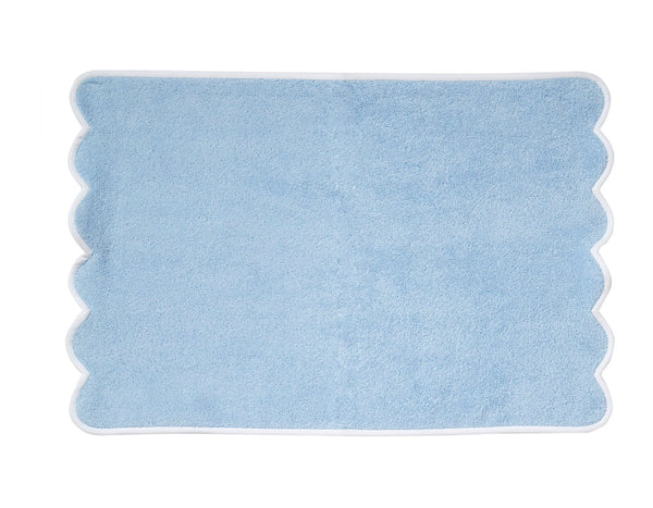 Solid #508 Blue with Scallop White Towels