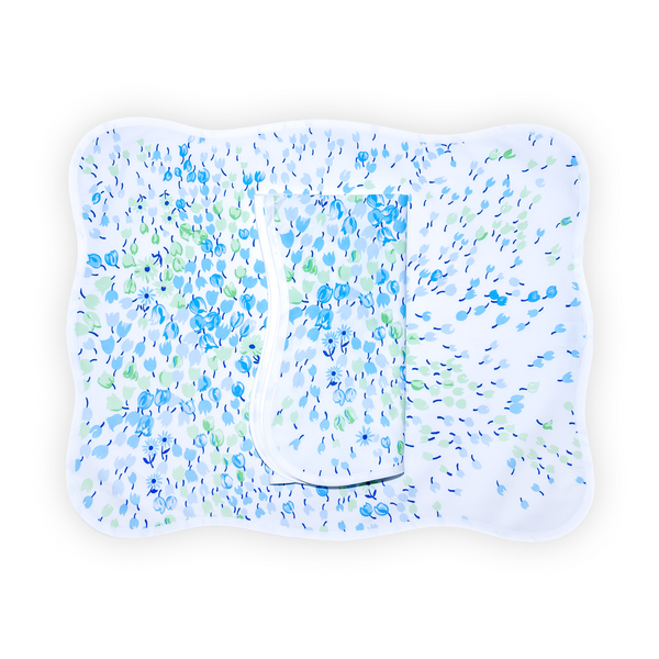 Bouquet Eclaté Blue/Green Printed Placemat/Napkin Set