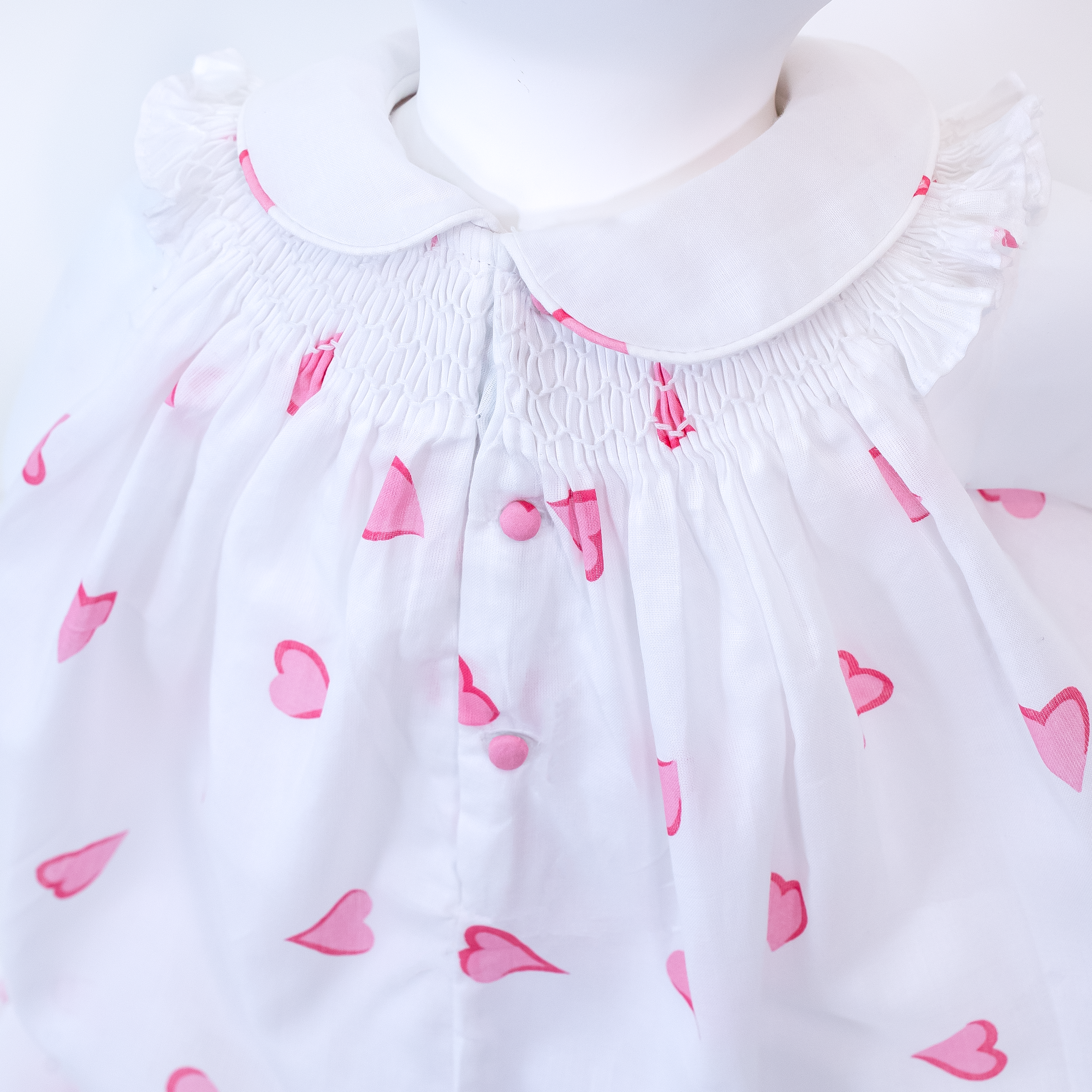 Vivi Smocked Dress - Coeurs Pink