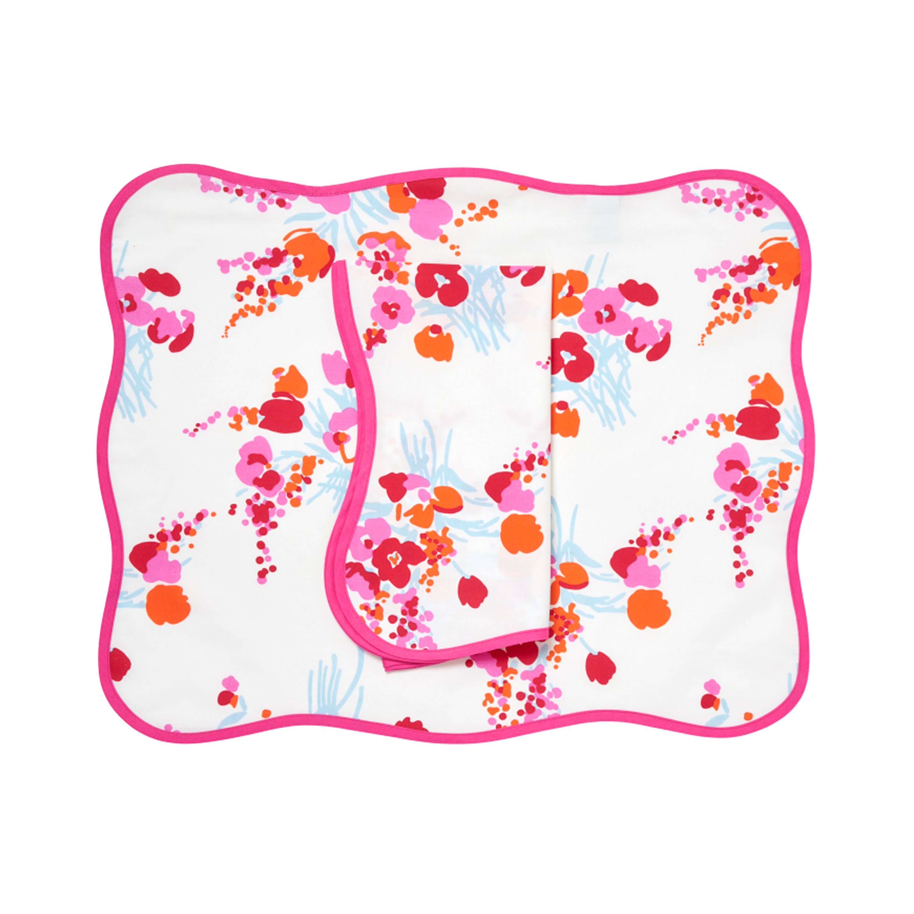 Demoiselles Orange/Pink Printed Placemat/Napkin Set