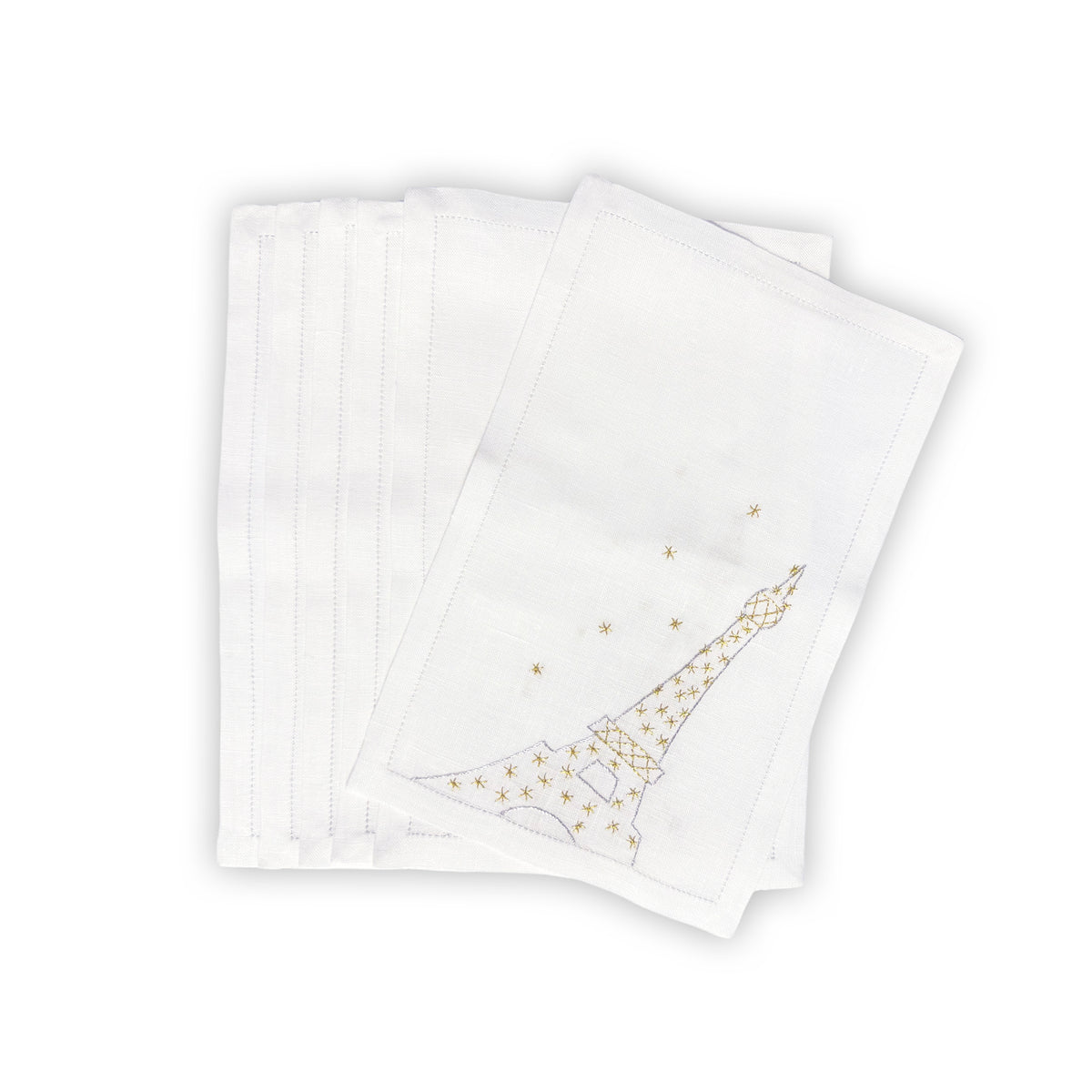 Eiffel Tower Gold/Silver Emb. Cocktail Napkin Sets