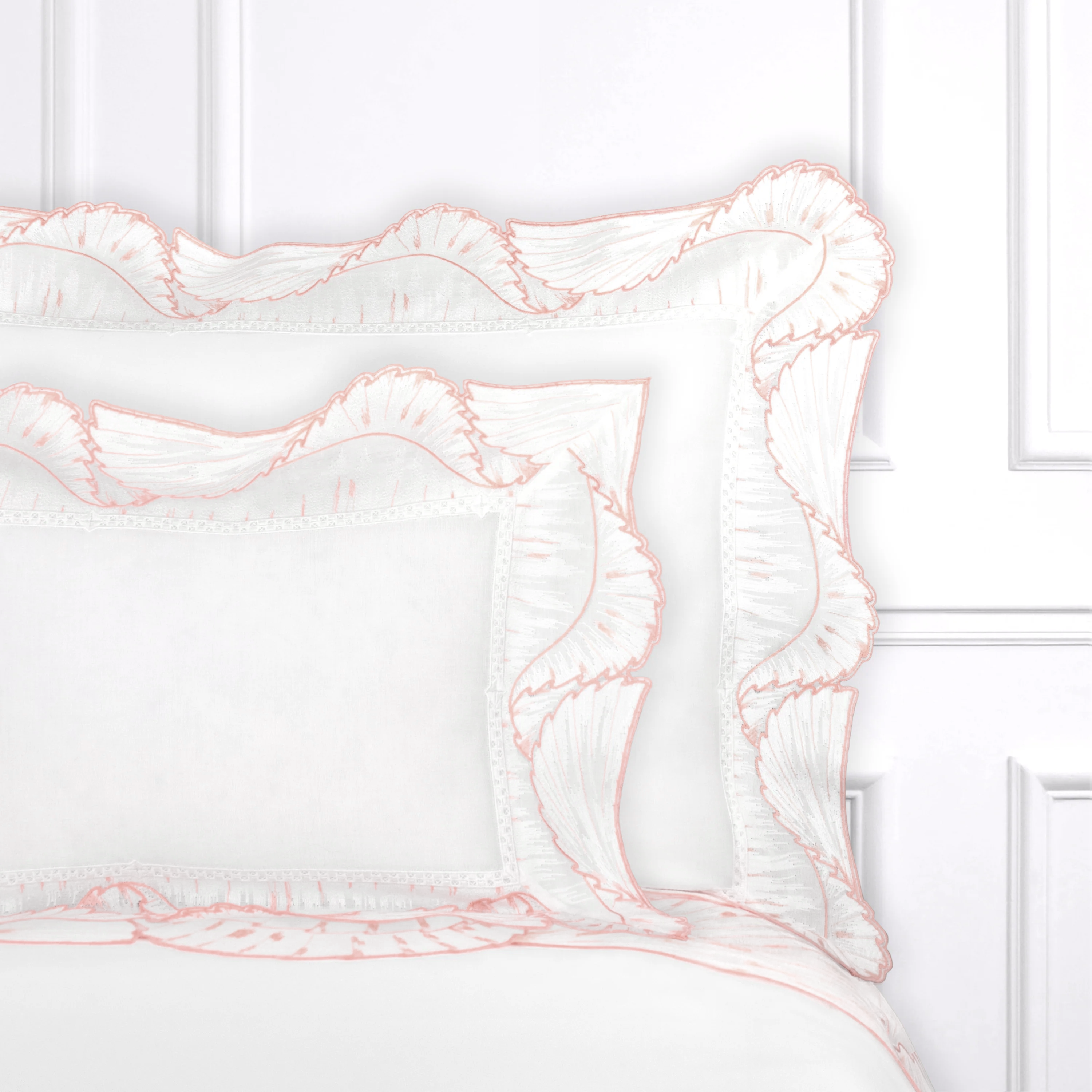 Eventail Pink Voile Emb. Bed Linens
