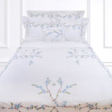 Fleurs de Pêcher Blue Emb. Bed Linens