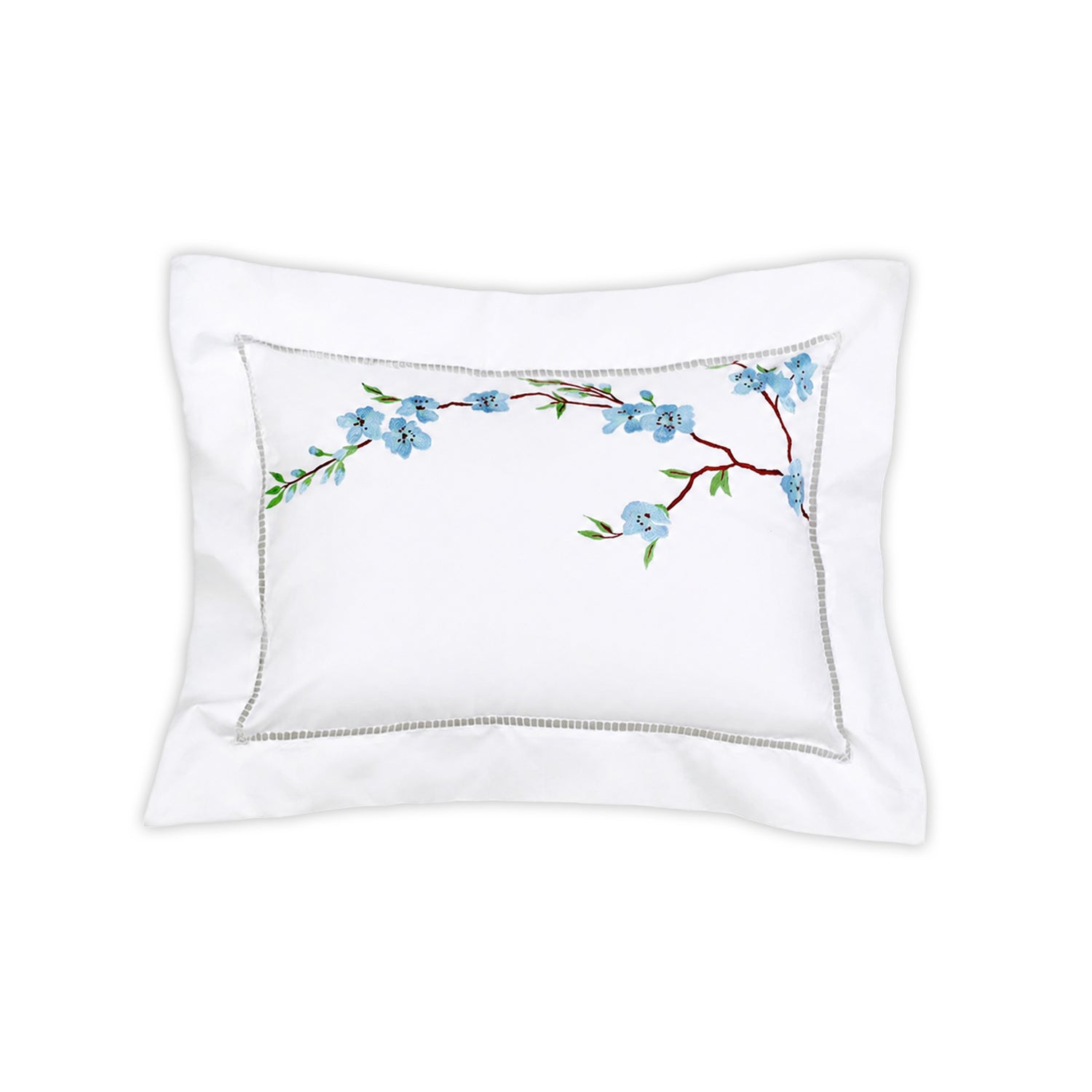 Fleurs de Pêcher Blue Emb. Bed Linens