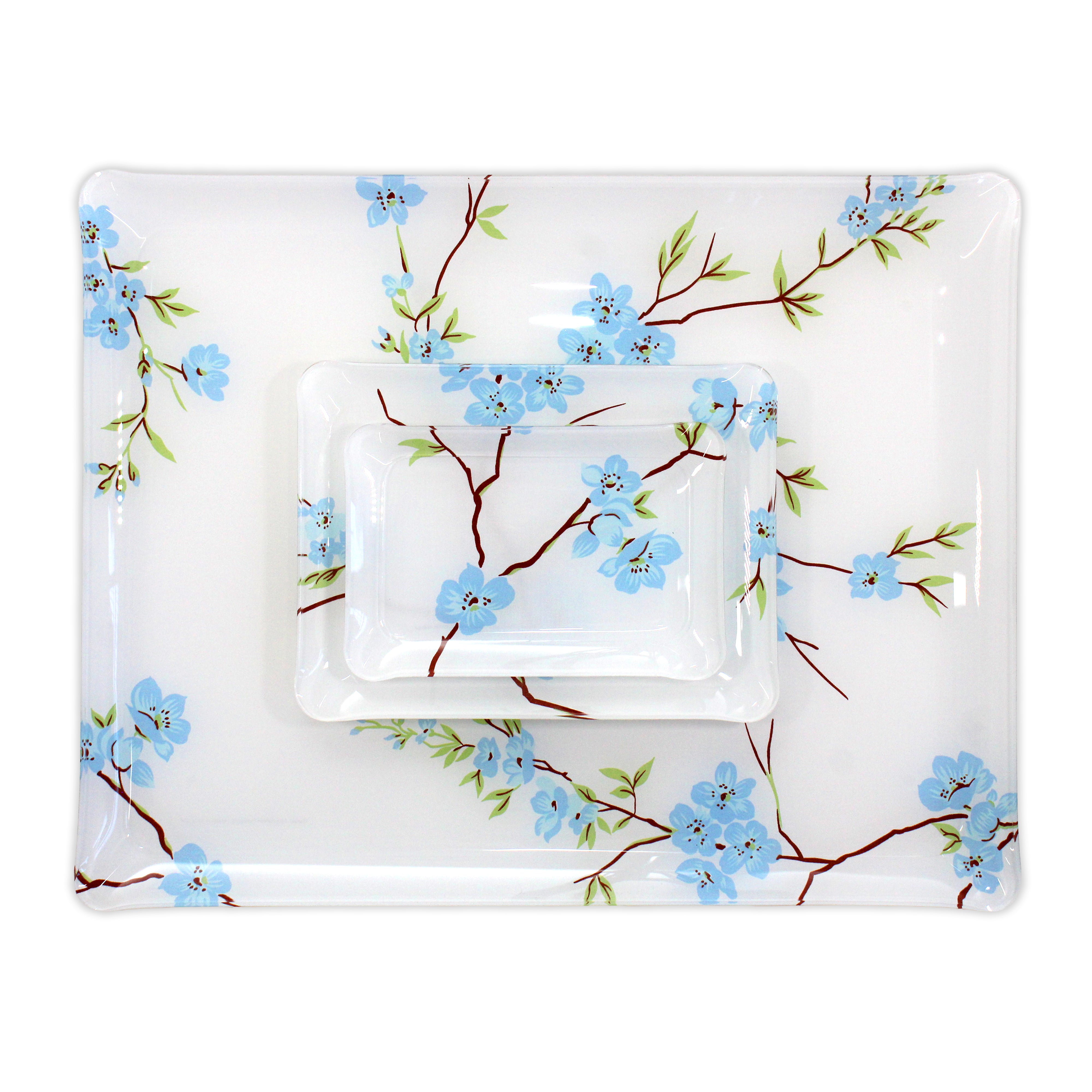 Fleurs de Pêcher Blue Laminated Trays