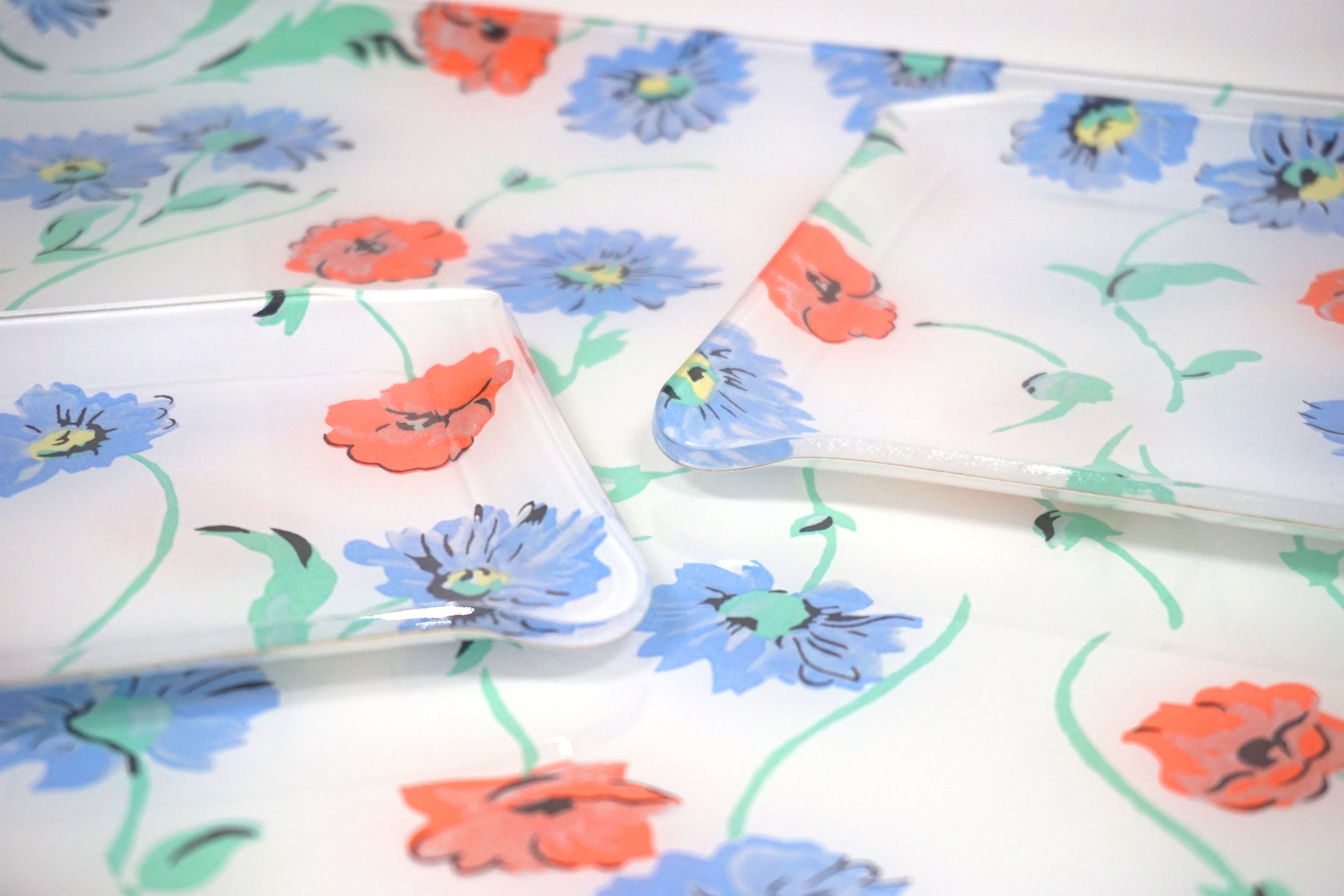 Fleurs des Prés Red/Blue Laminated Trays