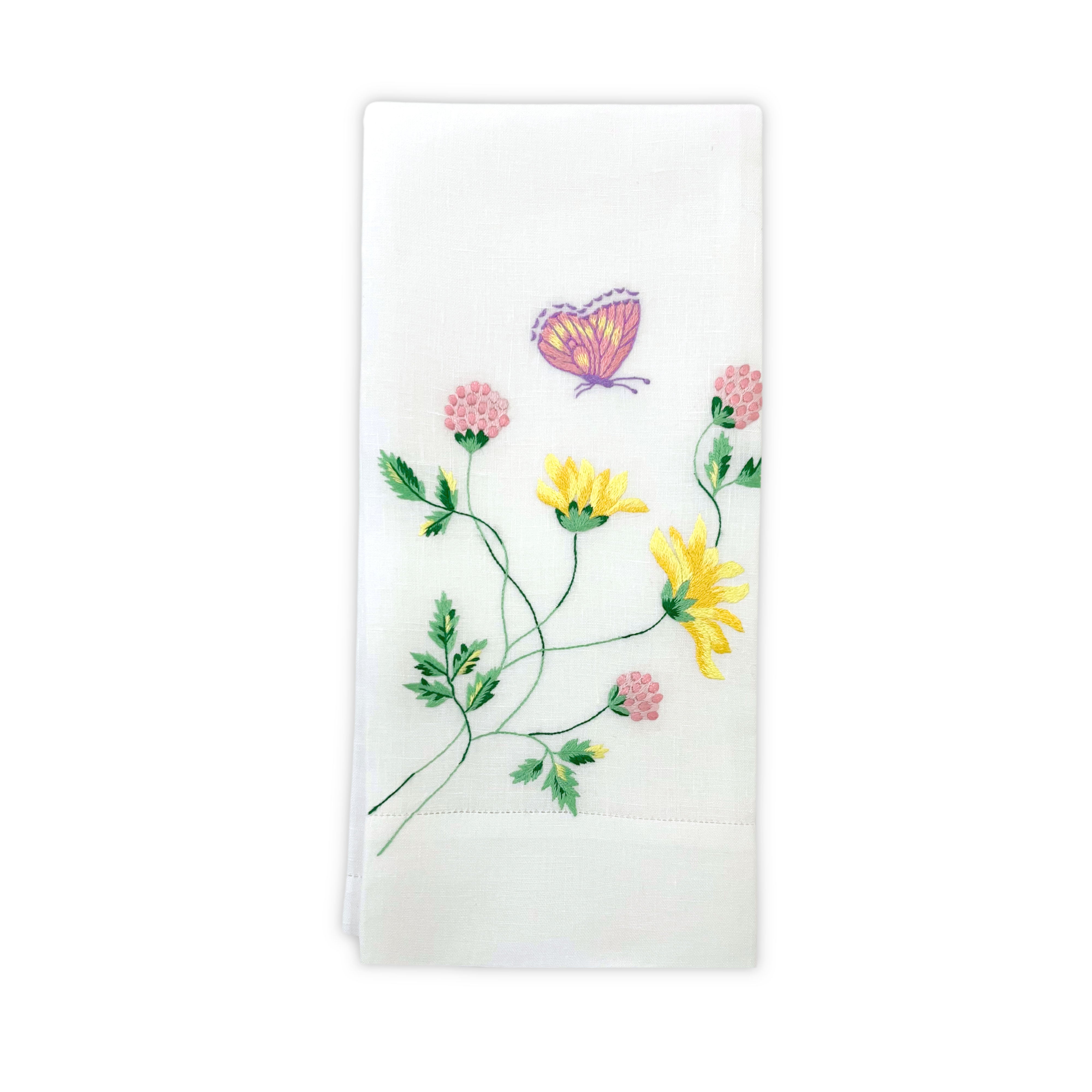 Fleurs et Papillons Emb. Guest Towels