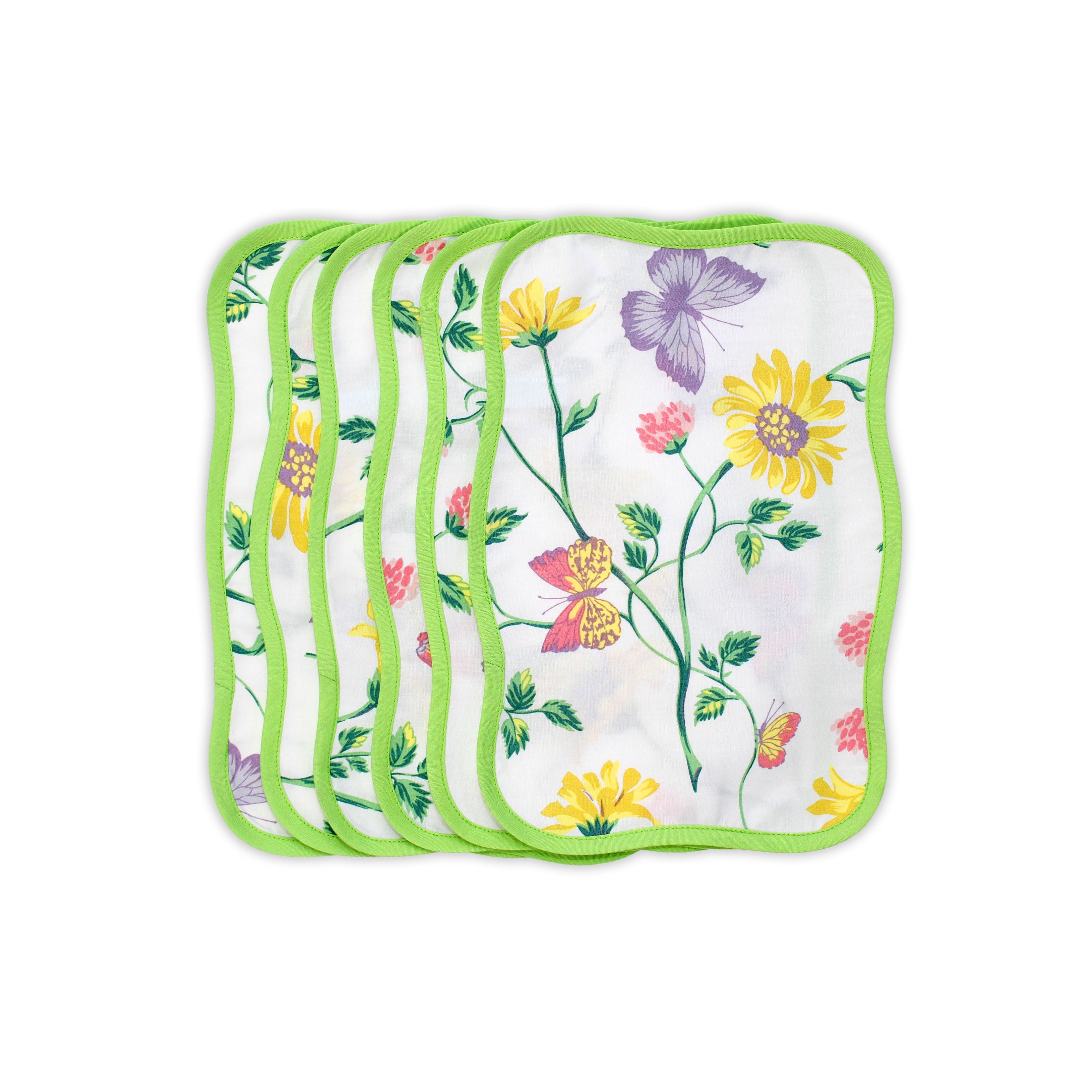 Fleurs et Papillons Printed Cocktail Napkins (Set of 6)
