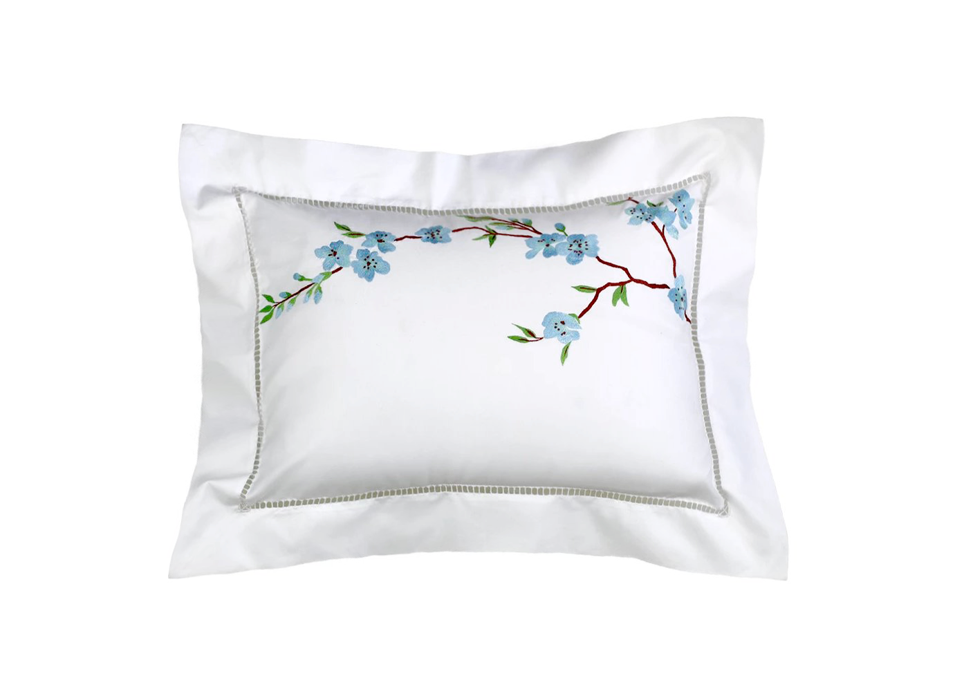 Fleurs de Pêcher Blue Emb. Bed Linens