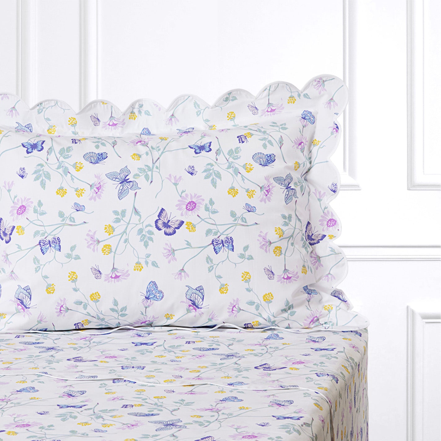 Fleurs et Papillons ブルーのベッドリネン