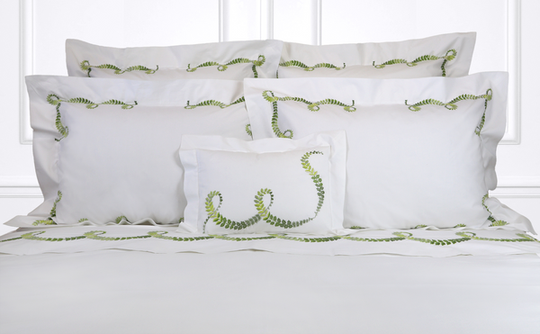 Guirlande de Lierre Green Emb. Bed Linens