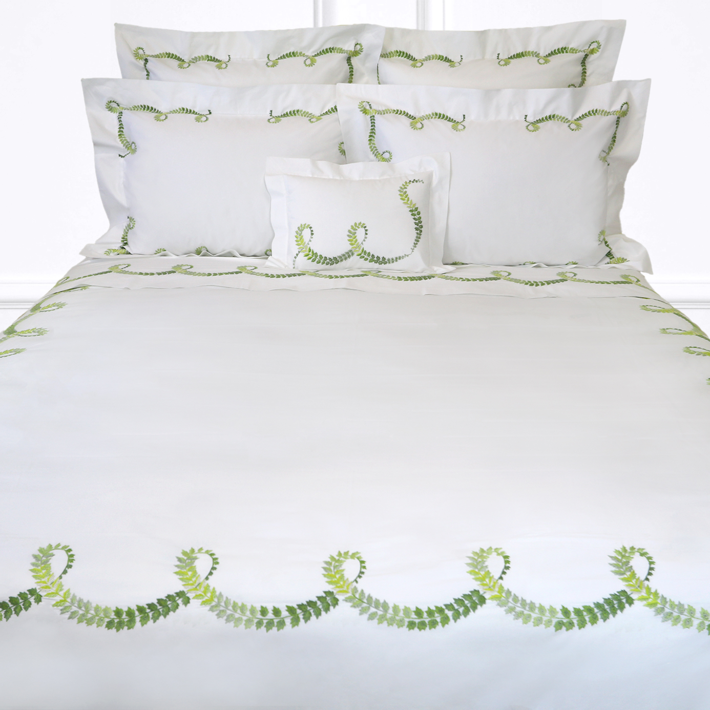 Guirlande de Lierre Green Emb. Bed Linens