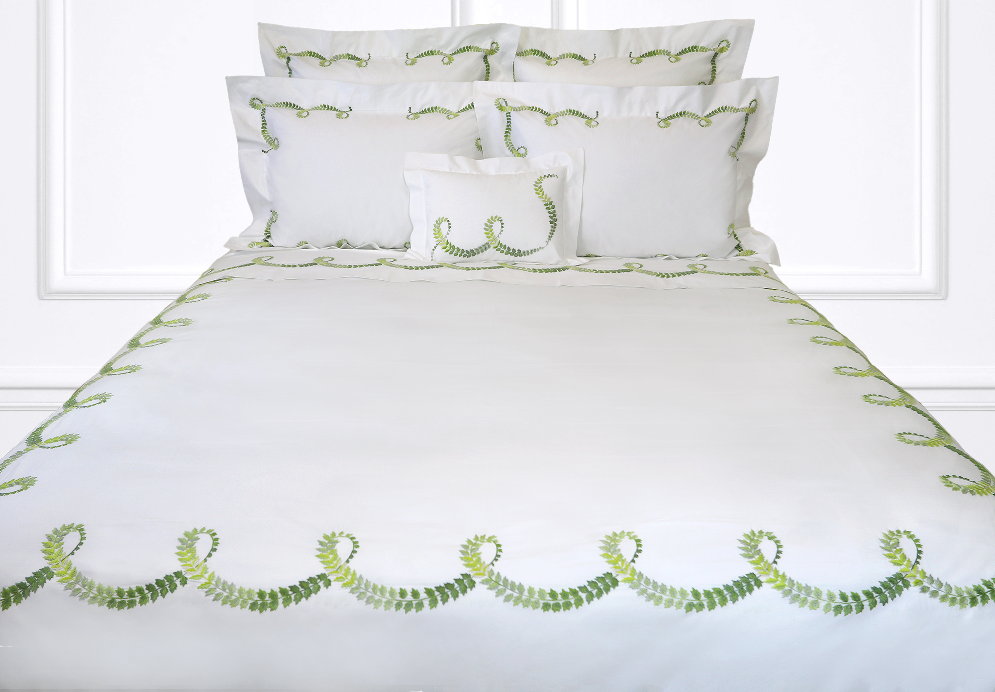 Guirlande de Lierre Green Emb. Bed Linens