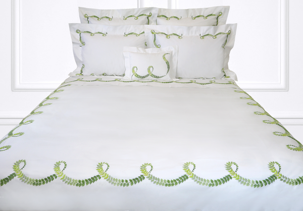 Guirlande de Lierre 绿色 Emb。床单