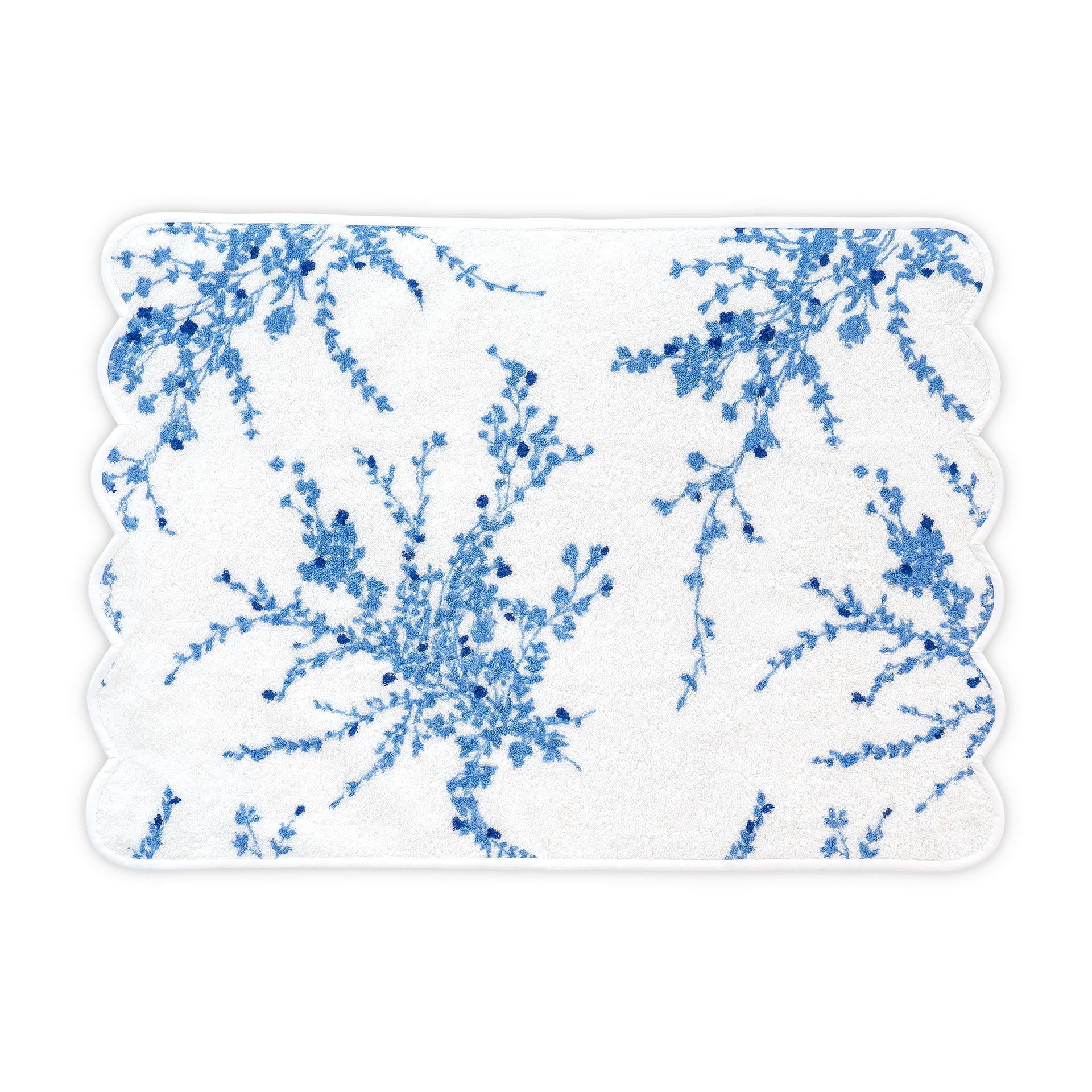 Jeté de Fleurs Blue Quilted Bath Mat