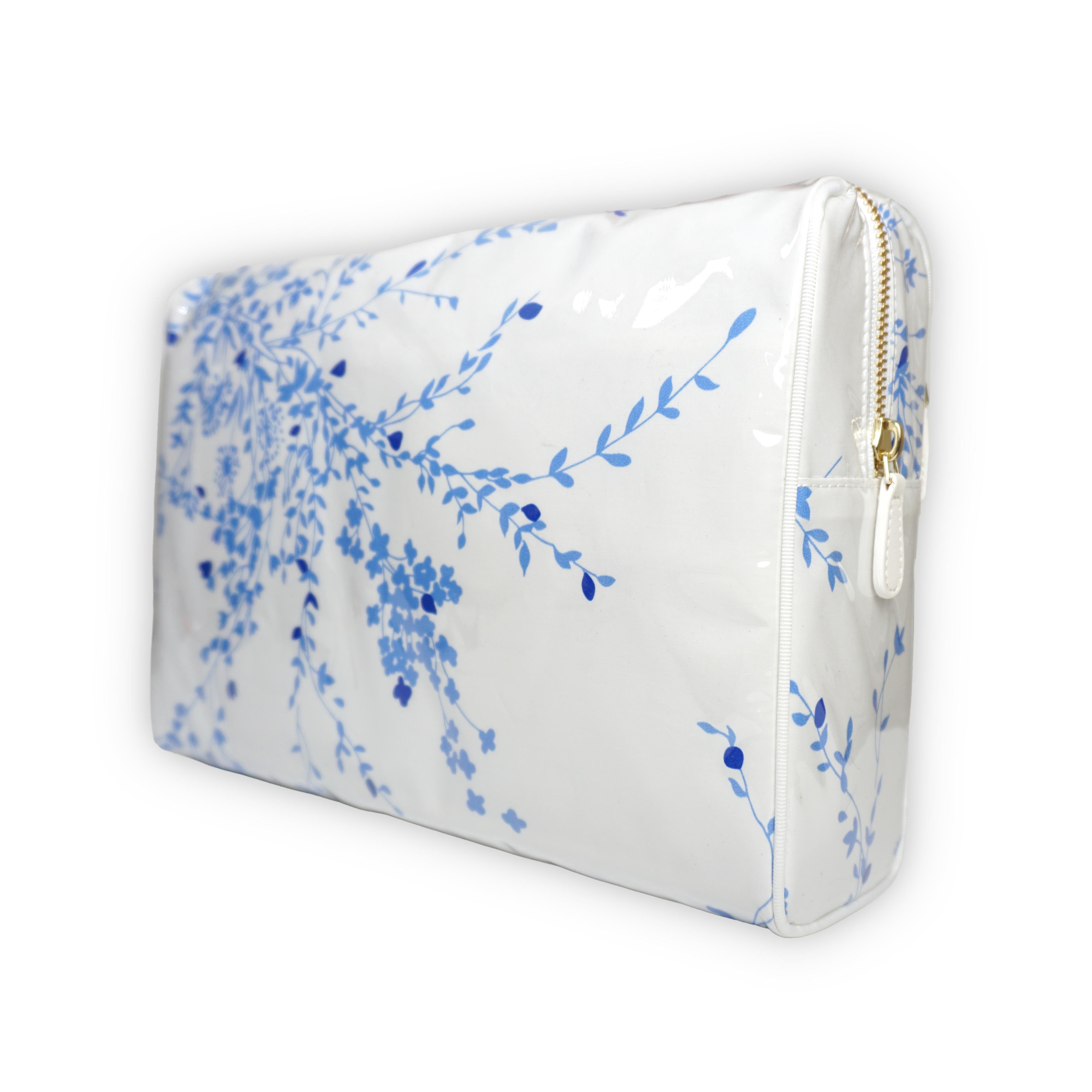 Jeté de Fleurs Blue Large Vinyl Cosmetic Bags