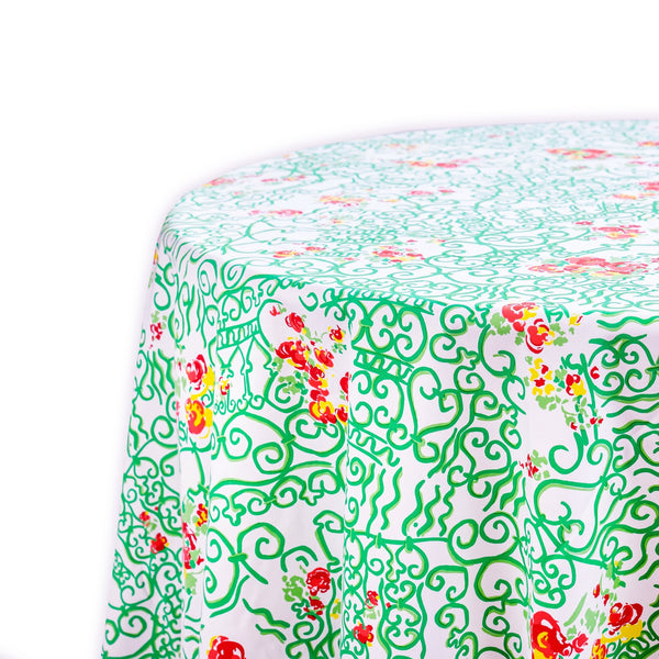Fer Forgé Fleuri Green/Red Printed Tablecloths