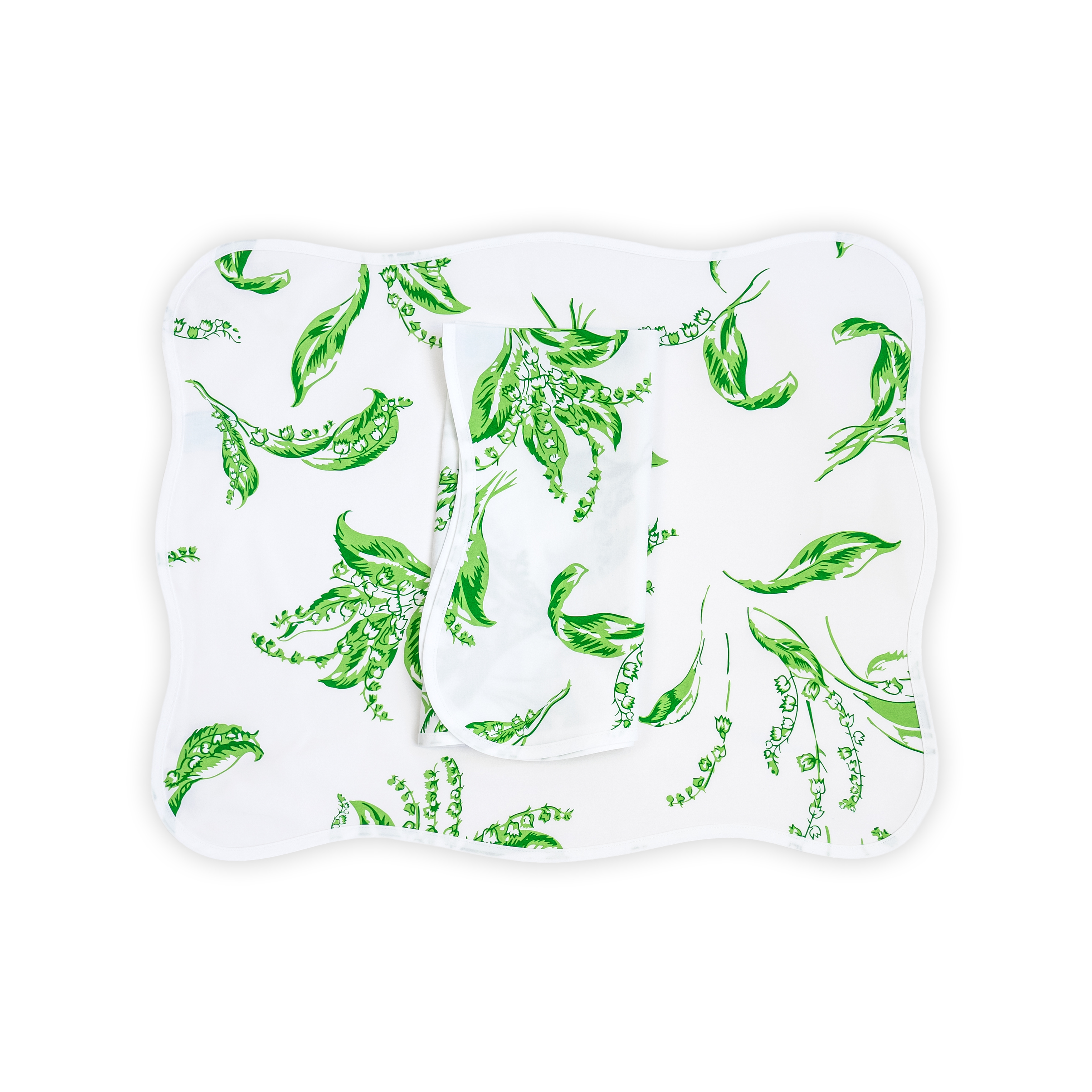Muguet Green Printed Placemat/Napkin Set