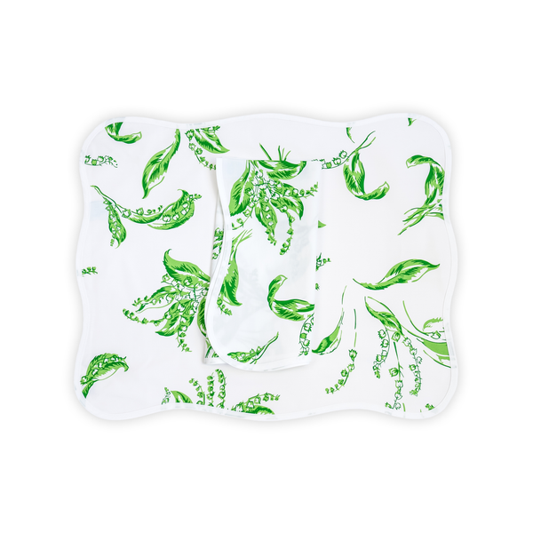 铃兰绿色印花餐垫/餐巾套装
