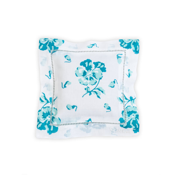 Pensées Blue Emb. Square Sachet