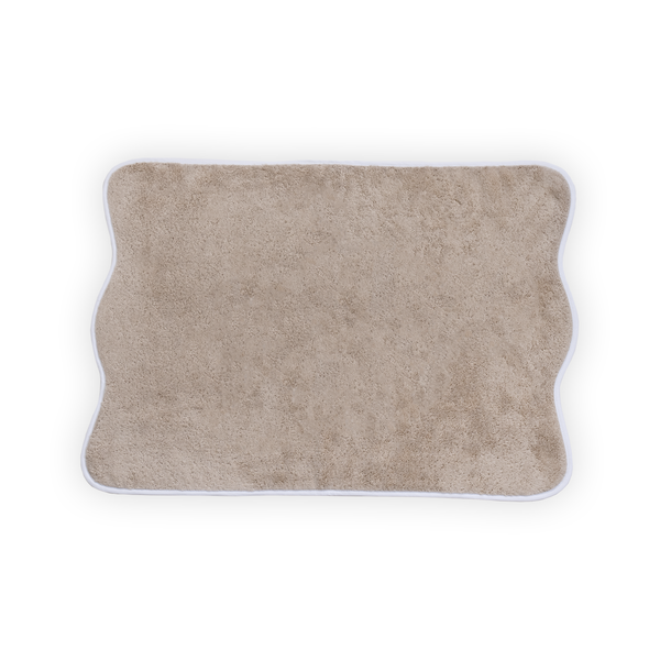 Solid #20 Pebble / Wavy White Towels