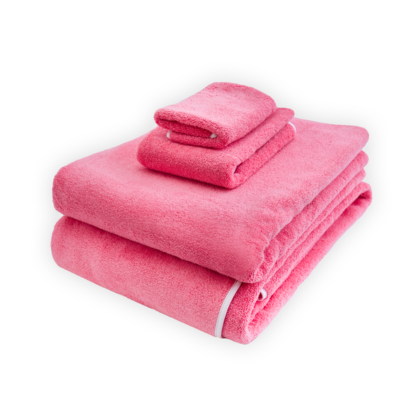 Solid #9206 Pink / Wavy White Towels