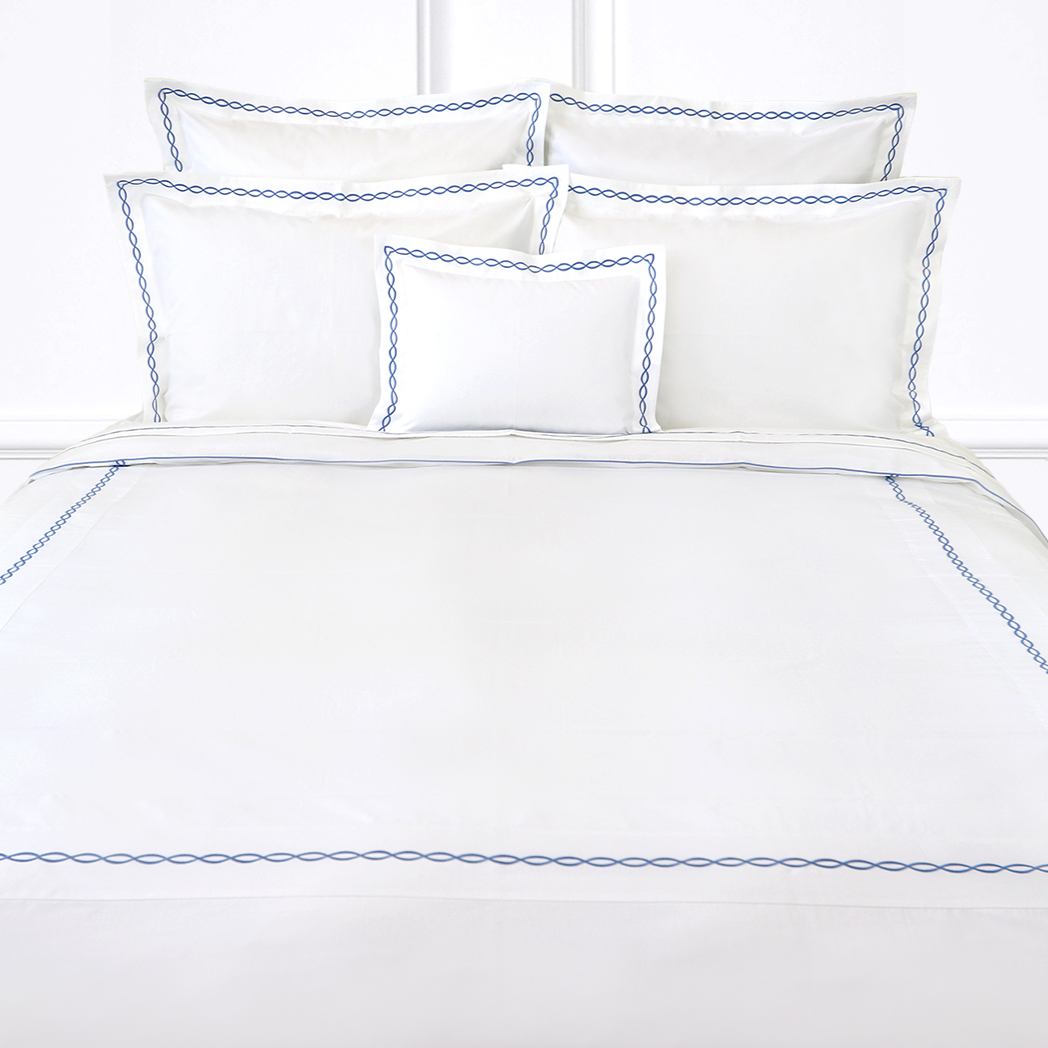Lacet Blue Emb. Bed Linens