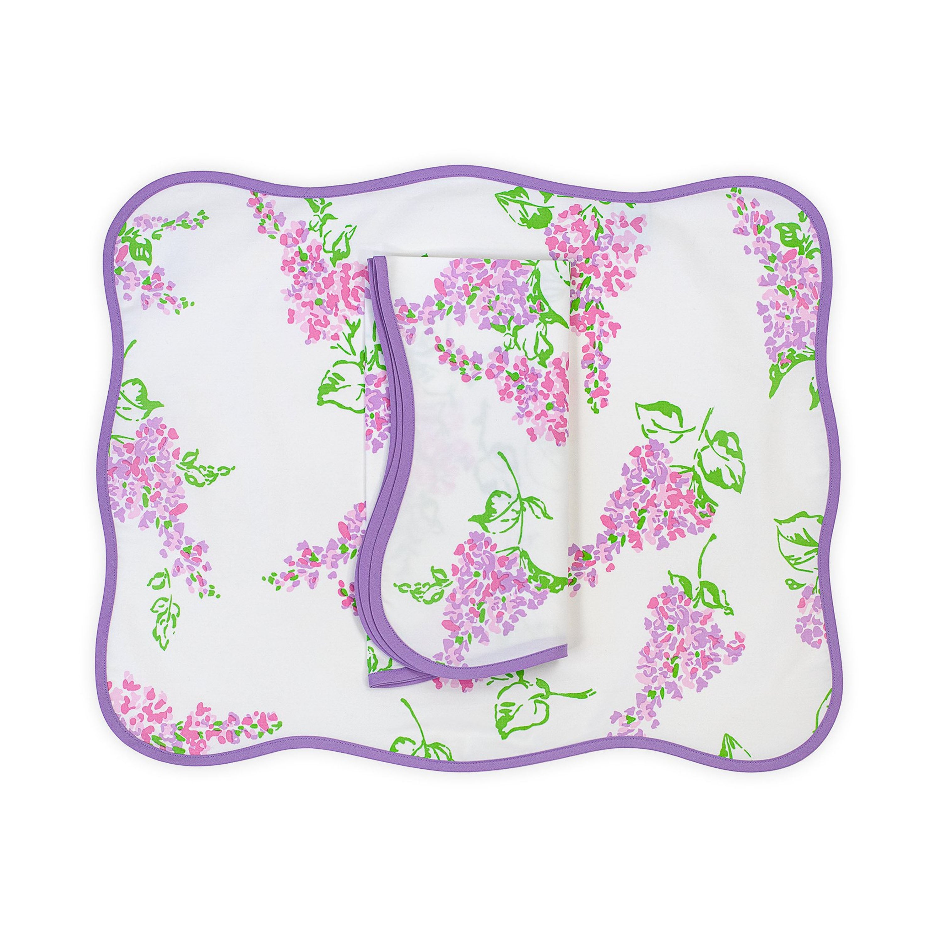 紫丁香粉色/薰衣草印花餐垫/餐巾套装