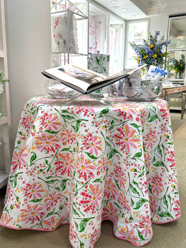 Marguerites Pink/Green Printed Tablecloths