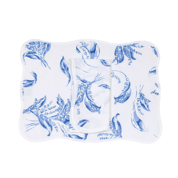 Muguet Blue Printed Placemat/Napkin Set