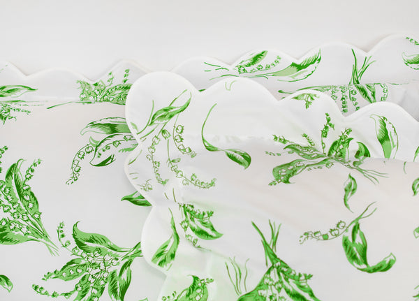 Muguet Green / Scallop White Bed Linens