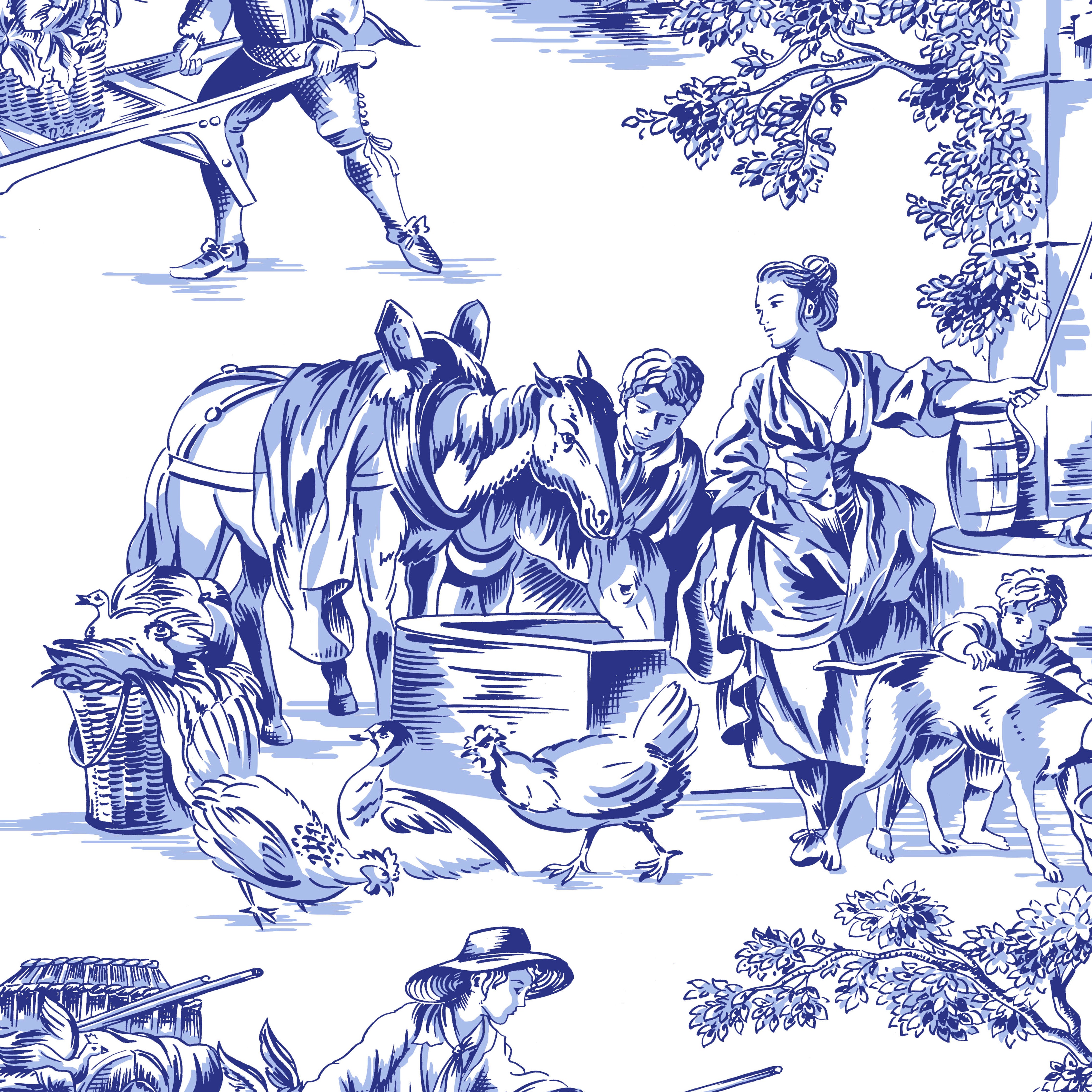 Pastorale Blue Printed Guest Towels