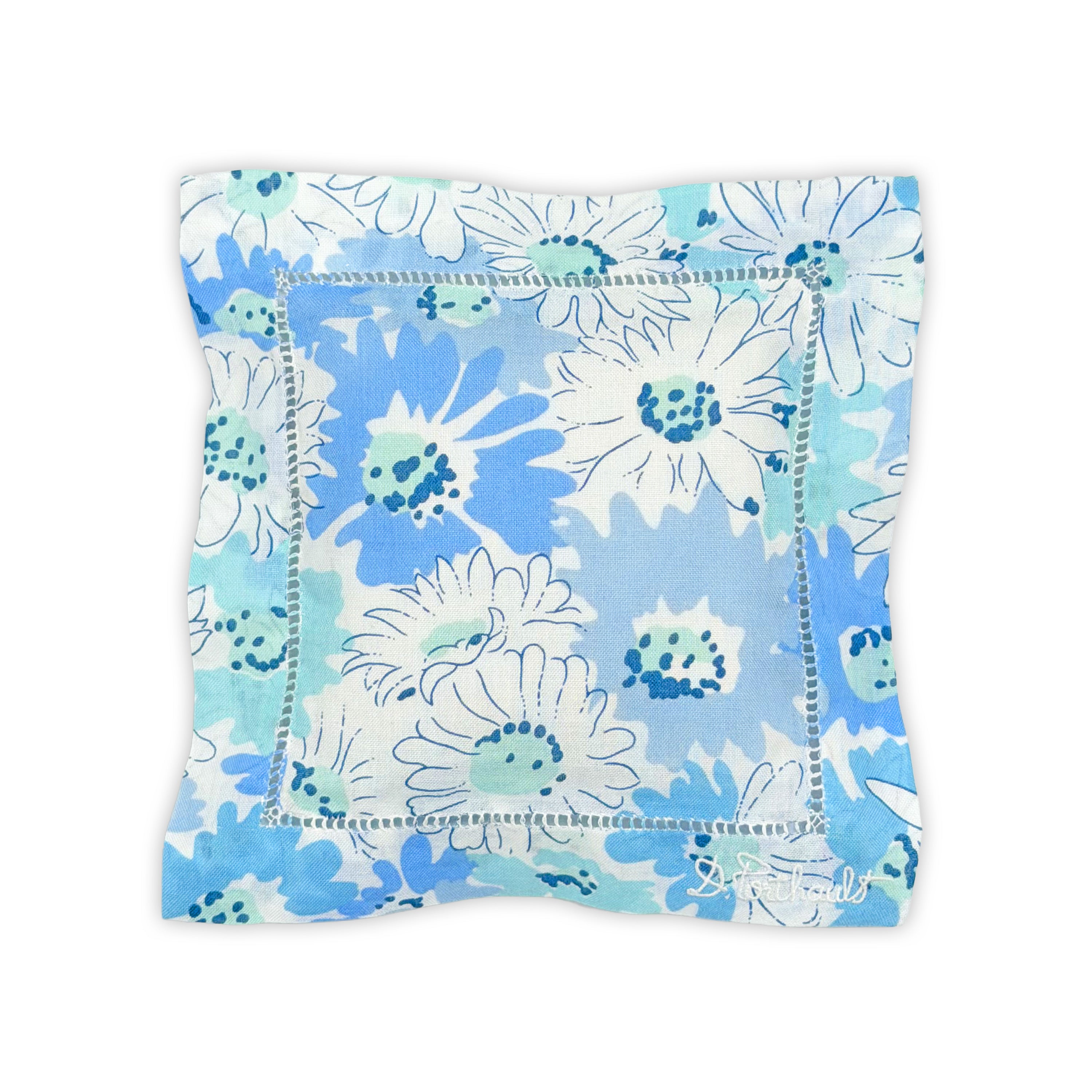 Petite Marguerites Blue Emb. Square Sachet