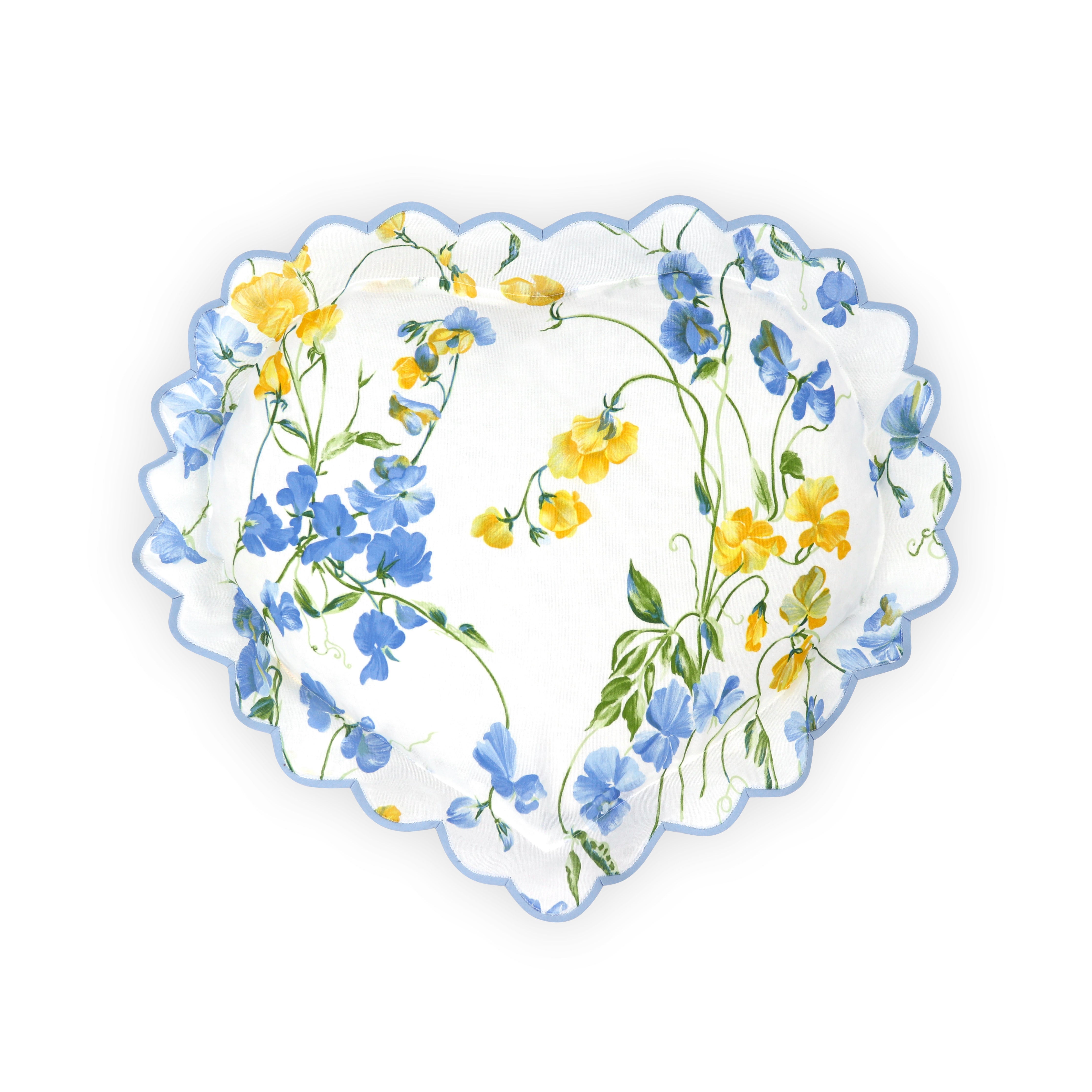Pois de Senteur Blue/Yellow Heart-Shaped Shams