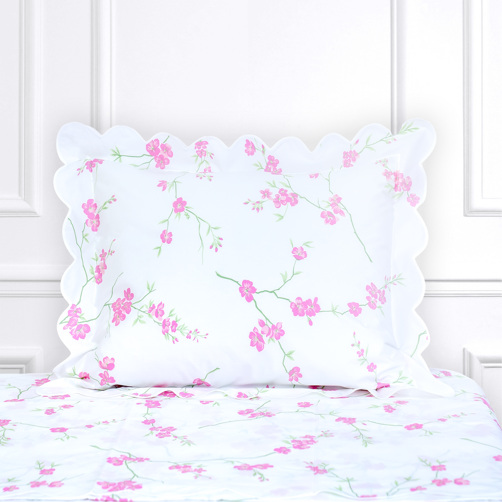 Fleurs de Pêcher Pink/Green Bed Linens