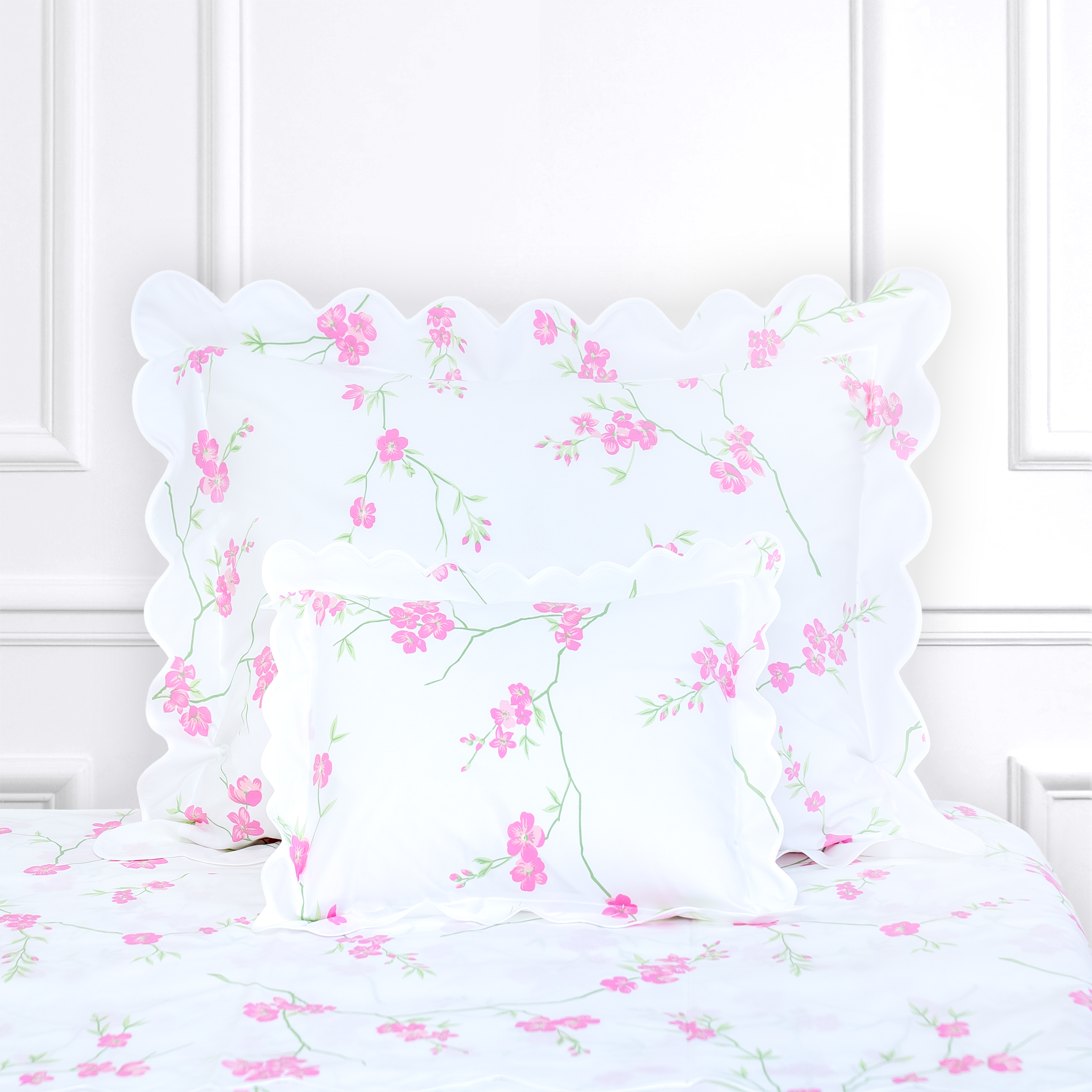 Fleurs de Pêcher Pink/Green Bed Linens