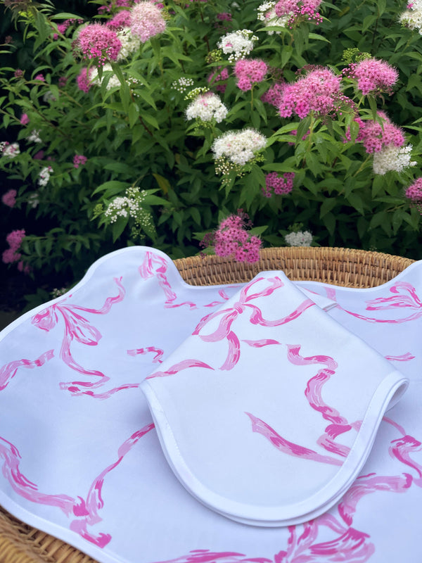 鲁班斯粉色印花餐垫/餐巾套装