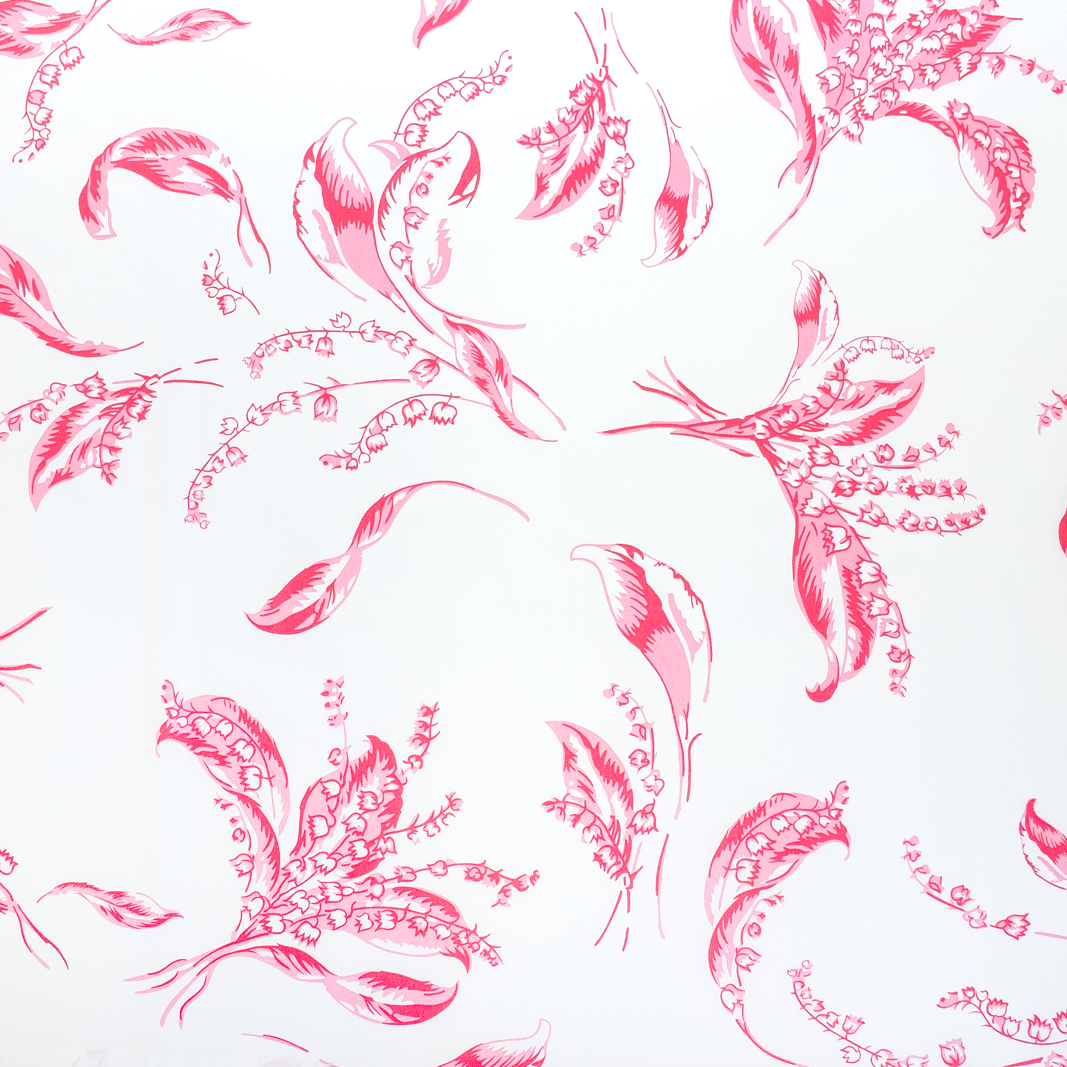 Close up of hot pink florals, Muguet print.