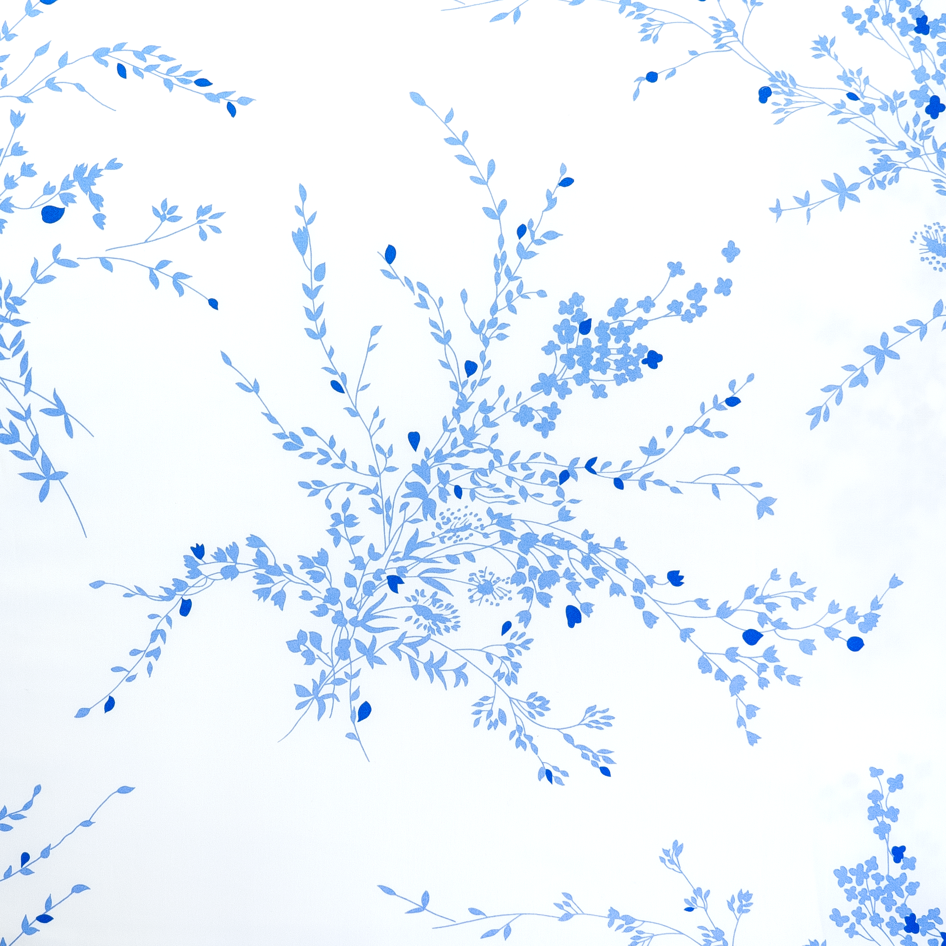 Close up of blue florals, Jete de Fleurs print.
